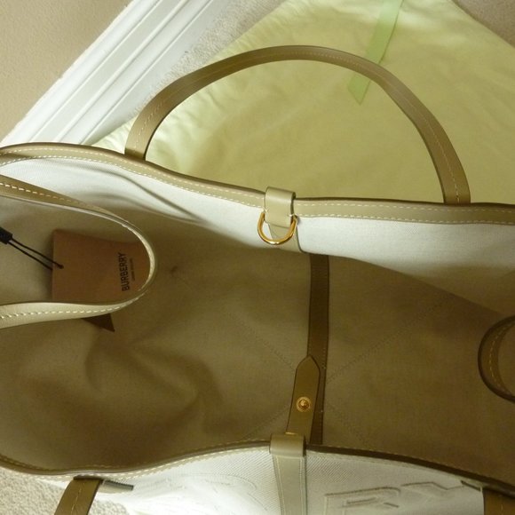 BURBERRY Mini Horseferry Linen Cotton Canvas Beach Tote - NEW - Picture 12 of 16